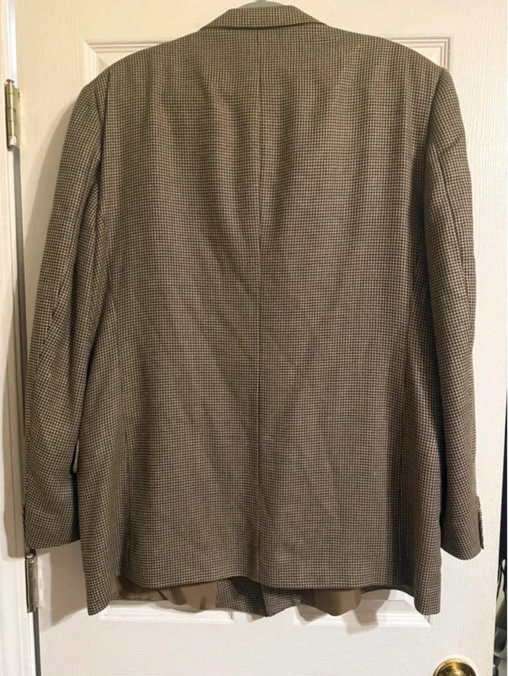 Vintage Pierre Balmain Double-Breasted Silk-Wool Houndstooth Blazer 44L